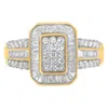 Haus Of Brilliance 10k Yellow Gold Round And Baguette-cut Diamond Cluster Ring In Yellow