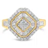 Haus Of Brilliance 10k Yellow Gold Round And Baguette-cut Diamond Cocktail Ring In Yellow
