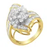 Haus Of Brilliance 10k Yellow Gold Round And Baguette Diamond Swirl Ring In Yellow