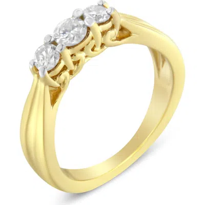 Haus Of Brilliance 10k Yellow Gold Three-stone Diamond Ring