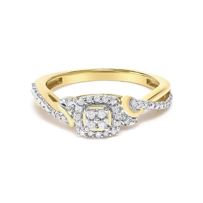 Haus Of Brilliance 10k Yellow Gold Twisted Shank 1/10 Cttw Diamond Composite Halo Engagement Ring (i