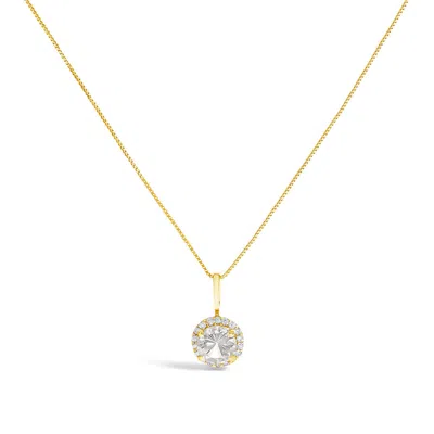 Haus Of Brilliance 10k Yellow Gold White Topaz And 1/10 Cttw Diamond Accent Halo Pendant Necklace