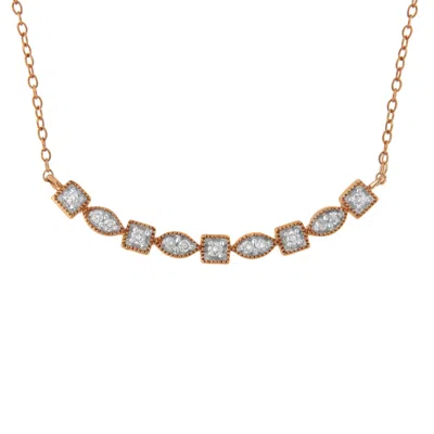 Haus Of Brilliance 10kt Rose Gold Plated Sterling Silver Round Diamond Bar Necklace In Multi