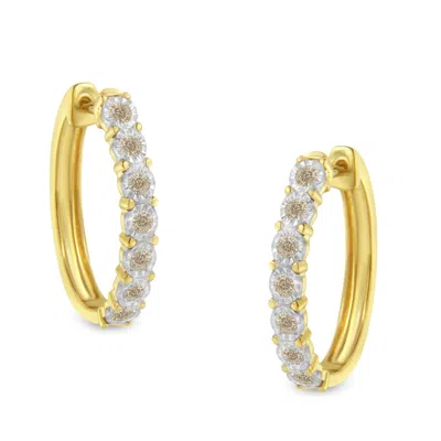 Haus Of Brilliance 10kt Two-toned Gold Diamond Hoop Earring In Multi
