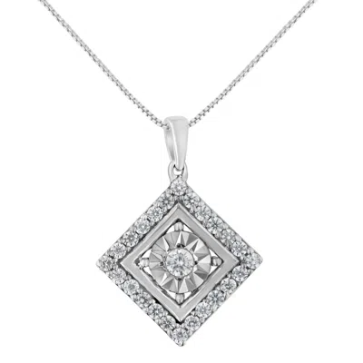 Haus Of Brilliance 10kt White Gold 1/2 Cttw Diamond Square Pendant Necklace