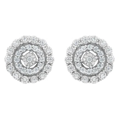 Haus Of Brilliance 10kt White Gold 1/2 Cttw Double Halo Brilliant Round-cut Diamond Stud Earrings