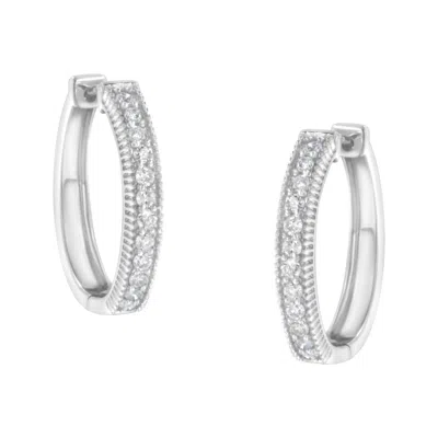 Haus Of Brilliance 10kt White Gold Diamond Hoop Earring