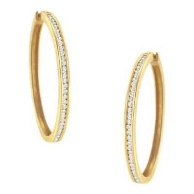 Haus Of Brilliance 10kt Yellow Gold 1 Cttw Slim Diamond Hoop Earrings