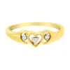 Haus Of Brilliance 10kt Yellow Gold 1/20 Cttw Diamond Triple Heart Diamond Ring In Yellow