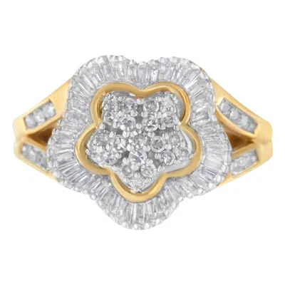 Haus Of Brilliance 10kt Yellow Gold Round And Baguette Cut Diamond Ballerina Ring