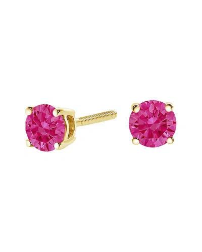 Haus Of Brilliance 14k Yellow Gold 1.00 Cttw Round Brilliant Cut Lab Grown Pink Diamond 4-prong Classic Solitaire Earri