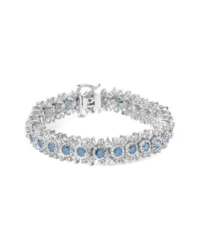 Haus Of Brilliance 14k White Gold 10.0 Cttw Blue And White Diamond Vintage-inspired Floral Cluster L