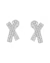 Haus Of Brilliance 14k White Gold 2.0 Cttw Round-brilliant Cut Diamond Domed X Shaped Omega Back Stud Earrings In Metallic