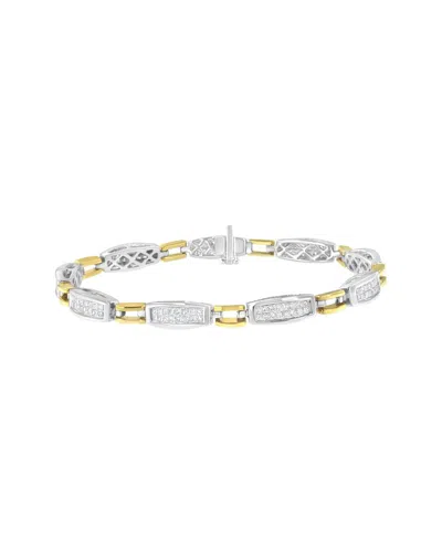 Haus Of Brilliance 14k Yellow And White Gold 2.0 Cttw Princess Cut Diamond Tapered And Equal Sign Link Bracelet In Multi