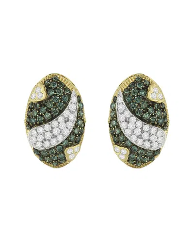 Haus Of Brilliance 14k 2.16 Ct. Tw. Diamond Huggie Earrings In Green