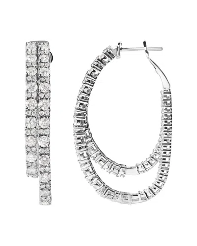 Haus Of Brilliance 14k White Gold 4.0 Cttw Diamond Asymmetrical Inside Out Double-hoop Earrings