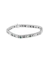 Haus Of Brilliance 14k White Gold White And Treated Blue Diamond Bracelet In Metallic