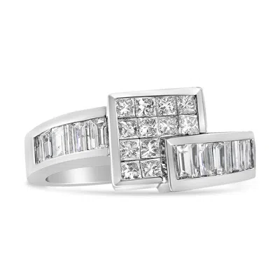 Haus Of Brilliance 14k Gold 1 1/2 Cttw Channel-set Princess And Baguette-cut Diamond Bypass Ring Band In White