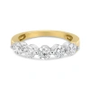 Haus Of Brilliance 14k White And Yellow Gold 1 1/2 Cttw 2 Prong Cup Set Round-cut Diamond 5 Stone Ring Band In Gold
