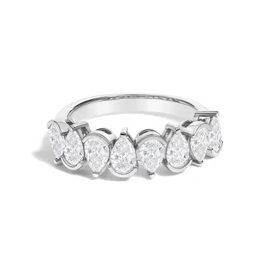 Haus Of Brilliance 14k Gold 1 2/3 Cttw Lab Grown Pear Shaped Diamond Band Ring In Silver