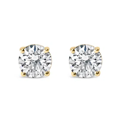 Haus Of Brilliance 14k Gold 1.0 Carat Round Brilliant Cut Lab Grown White Diamond 4-prong Classic Solitaire Stud Earrin In Yellow