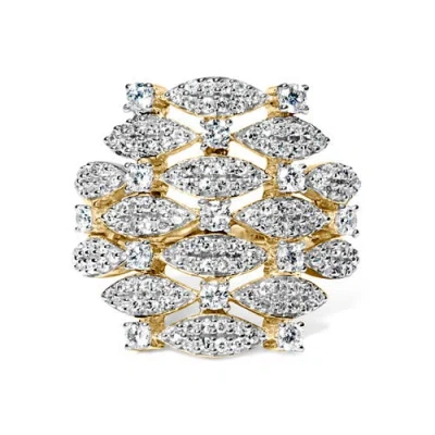 Haus Of Brilliance 14k Gold 1.0 Cttw Diamond Geometric Stacked Open Cocktail Ring