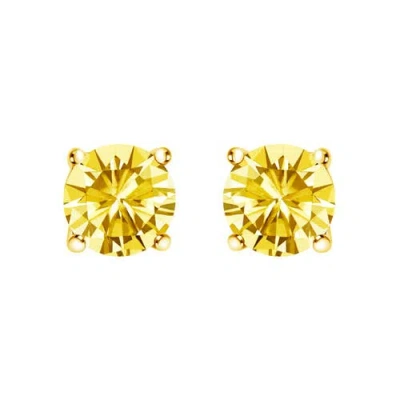Haus Of Brilliance 14k Gold 1.0 Cttw Lab Grown Yellow Diamond Solitaire Stud Earrings