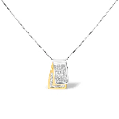 Haus Of Brilliance 14k Gold 1.0 Cttw Princess Cut Diamond Two Tone Foldover Box Pendant 18" Box Chain Necklace In Multi