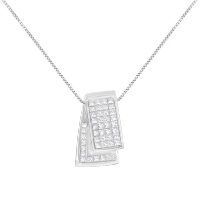Haus Of Brilliance 14k Gold 1.0 Cttw Princess Cut Diamond Two Tone Foldover Box Pendant 18" Box Chain Necklace In White