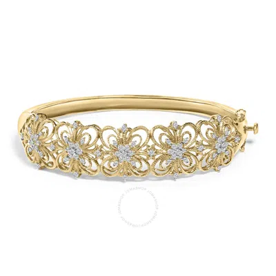 Haus Of Brilliance 14k Gold 1.00 Cttw Diamond Vintage Inspired Floral Bangle Bracelet - 7.75" Inches In Yellow