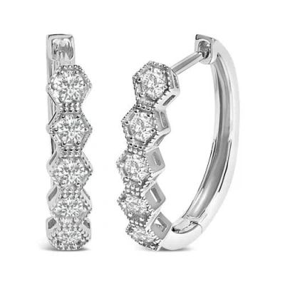 Haus Of Brilliance 14k Gold 1/2 Cttw Diamond Earring Zig-zagging Geometric Hoop Earrings In Metallic