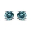 Haus Of Brilliance 14k Gold 1/2 Cttw Aqua Blue Diamond Screw-back 4-prong Classic Stud Earrings In White