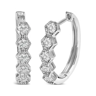 Haus Of Brilliance 14k Gold 1/2 Cttw Diamond Earring Zig-zagging Geometric Hoop Earrings In Metallic