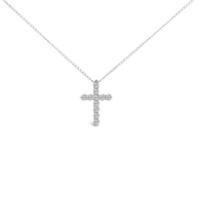 HAUS OF BRILLIANCE 14K GOLD 1/2 CTTW LAB GROWN DIAMOND 11 STONE CROSS PENDANT NECKLACE