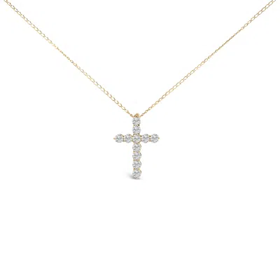 HAUS OF BRILLIANCE 14K GOLD 1/2 CTTW LAB GROWN DIAMOND 11 STONE CROSS PENDANT NECKLACE
