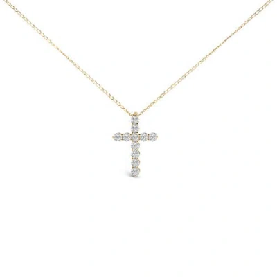 Haus Of Brilliance 14k Gold 1/2 Cttw Lab Grown Diamond 11 Stone Cross Pendant Necklace In Yellow
