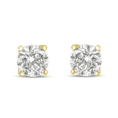 Haus Of Brilliance 14k Gold 1/2 Cttw Round Brilliant Cut Lab Grown Diamond 4-prong Classic Solitaire Stud Earrings In Multi