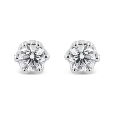 Haus Of Brilliance 14k Gold 1/2 Cttw Round Diamond Crown Stud Earring In White