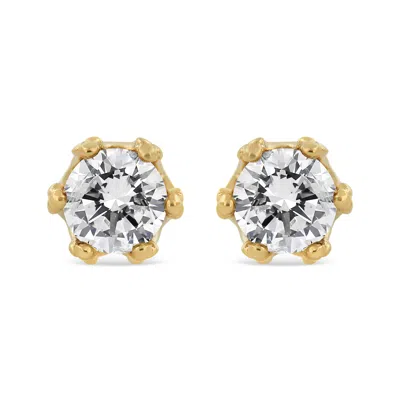 Haus Of Brilliance 14k Gold 1/2 Cttw Round Diamond Crown Stud Earring In Yellow