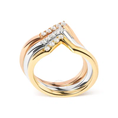 Haus Of Brilliance 14k Gold 1/4 Cttw Diamond Geometrical Chevron V Stackable Band Ring Set (g-h