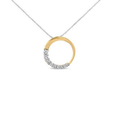 Haus Of Brilliance 14k Gold 1/4 Cttw Round-cut Graduating Diamond Open Circle Hoop 18" Pendant Necklace In Yellow