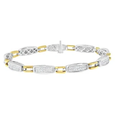 Haus Of Brilliance 14k Yellow And White Gold 2.0 Cttw Princess Cut Diamond Tapered And Equal Sign Link Bracelet In Multi