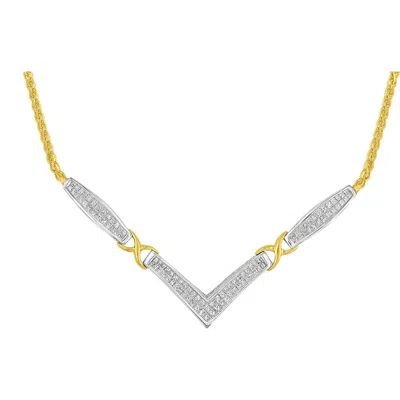 Haus Of Brilliance 14k Gold 2.0 Ctw Diamond Flared And X-station V Shaped Franco Chain Necklace