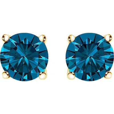 Haus Of Brilliance 14k Gold 2.00 Cttw Blue Lab Grown Diamond Stud Earrings In Yellow