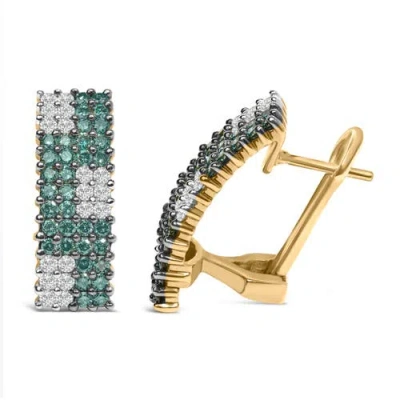 Haus Of Brilliance 14k Gold 2.00 Cttw Diamond Four-row Pavé Omegaback Earrings In Green