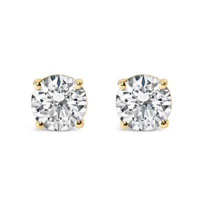 Haus Of Brilliance 14k Gold 2.00 Cttw Lab Grown Round Brilliant-cut Diamond Classic 4-prong Stud Earrings With Screw Ba In Metallic