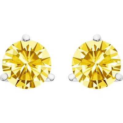 Haus Of Brilliance 14k Gold 3-prong Martini Set Yellow Lab Grown Diamond Solitaire Stud Earrings In Multi