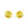 Haus Of Brilliance 14k Gold 3-prong Martini Set Yellow Lab Grown Diamond Solitaire Stud Earrings In Yellow