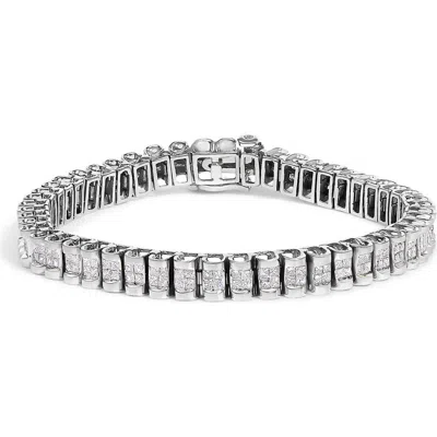 Haus Of Brilliance 14k Gold 3.0 Cttw Princess Cut Quad Invisible Set Tennis Bracelet In Metallic