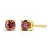 Haus Of Brilliance 14k Gold 4-prong Set Round Brilliant-cut Pink Diamond Solitaire Stud Earrings In Yellow
